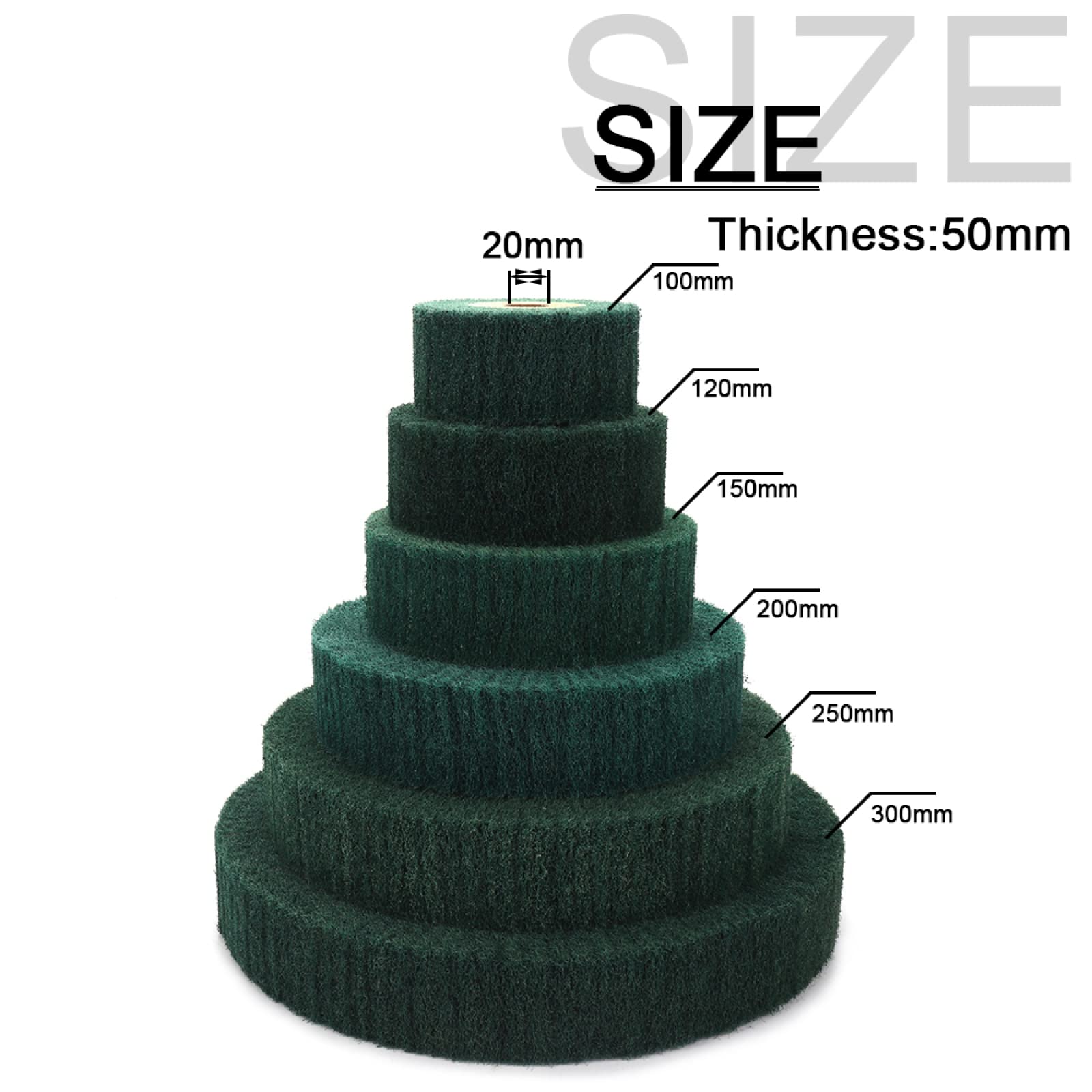 Ściernica listkowa ścierna, 1 szt. Nietkana gąbka do szorowania 4"/5"/6"/8"/10"/12" Tarcza polerska z włókna nylonowego o grubości 25 mm/50 mm do usuwania rdzy(50mm Thick 300mm)