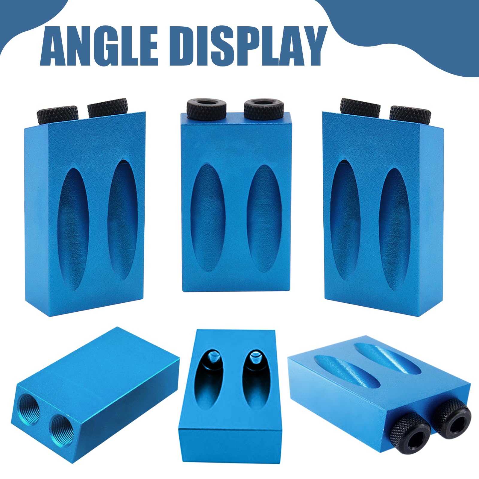 14Pcs Woodworking Tools Joint Angle Tool Carpentry Locator, 15 Pocket Hole & Dowel Drill Joinery Kit 6/8/10mm, Inclined Hole Fixture DIY Carpentry Drill Guide, Pocket Hole Jig Kit - Image 3