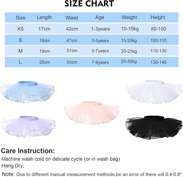 Bezioner Jupe Tutu en Tulle Fille Robe de Danse Classique Ballet Pettiskirt Princesse Costume 1-9 Ans - 4