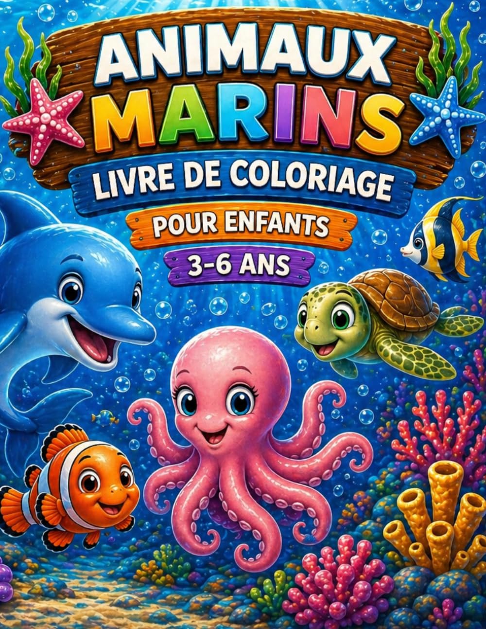 Animaux Marins – Cahier de Coloriage pour Enfants 3-6 Ans: adorables animaux de l’océan