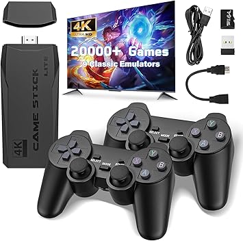 Retro Game Console with 2 Wireless Controllers, Video Game Preloaded with 20,000+ Classic Games, HDMI Output, Plug and Play (Limited Edition), Black (Limited Edition)