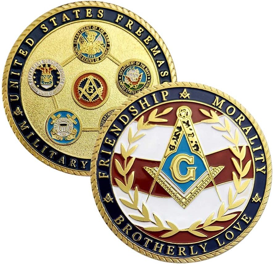 US Masonic Veteran Challenge Coin Military Family Collectibles-Army Navy Air Force Coast Guard