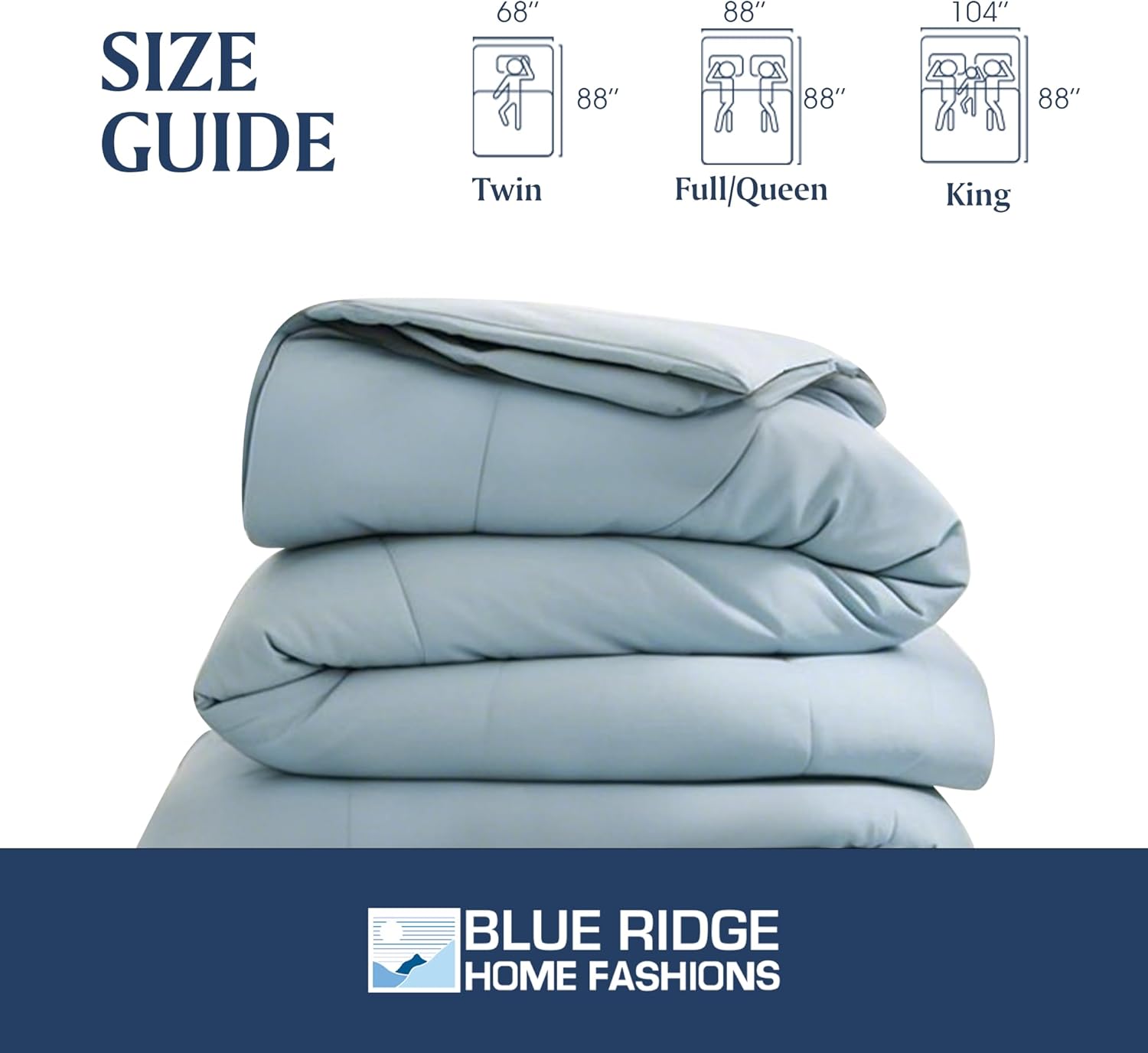 Blue Ridge Home Fashions Feather Down Comforter King, 100% Cotton 240 Thread Count All Season Duvet Insert King, Hotel Luxury Hypoallergenic Comforter Medium Warmth, 104"W x 88"L