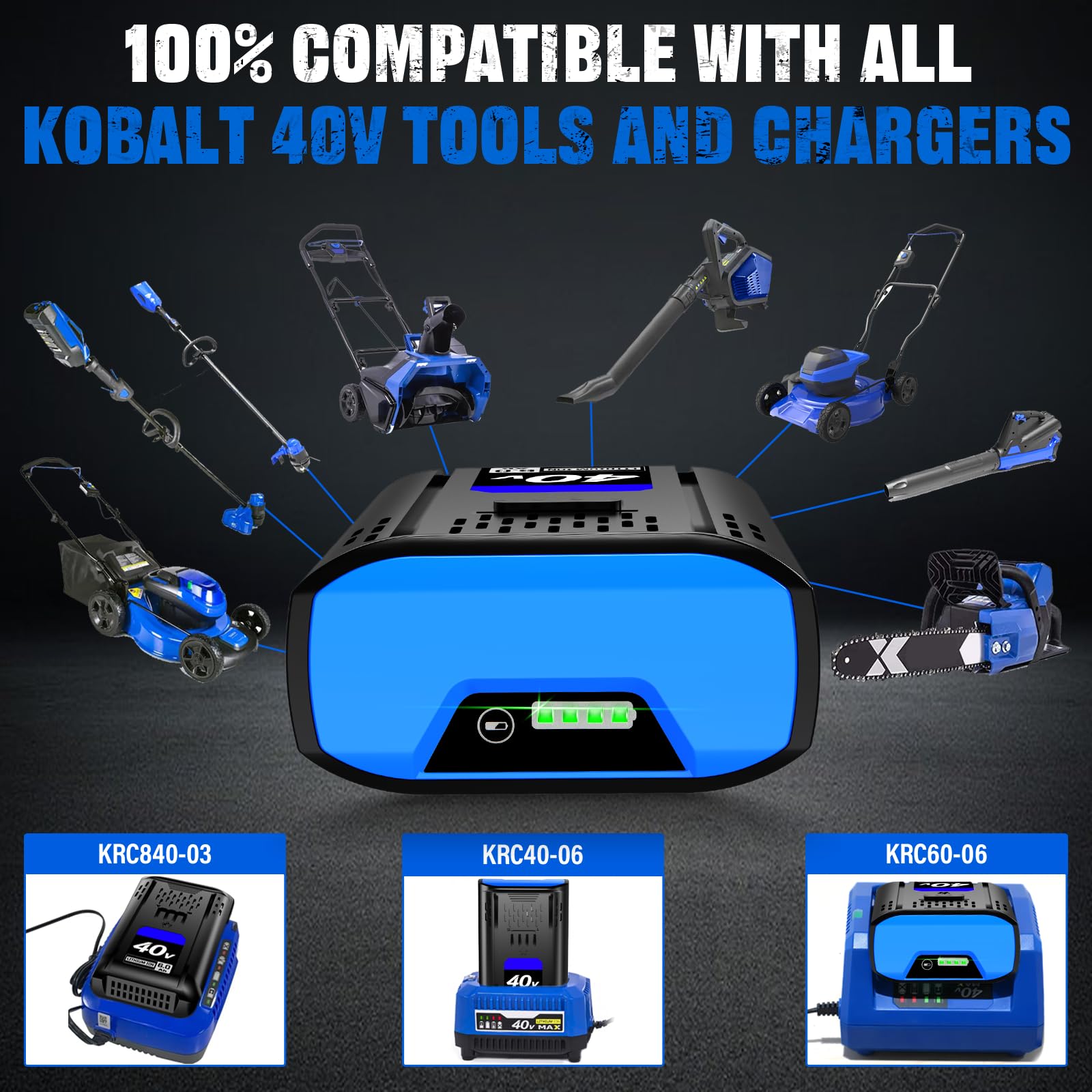 40V 6.0Ah Reemplazo para batería Kobalt 40V KB440-03 KB540C-06 KB540-06 KB2540C-06 KB640-03 KB240-06 KB640-06 KB245-06 40V KB640-06 Batería obalt, Para herramientas eléctricas Kobalt de 40 V
