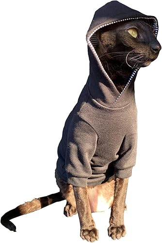 Kotomoda Sudadera con capucha de gato Sphynx en ropa de gato desnudo negro sin pelo (S)