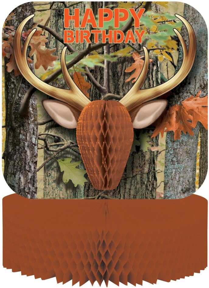 Pack of 6 Hunting Camo Happy Birthday Honeycomb Centerpiece Party Decorations 12"
