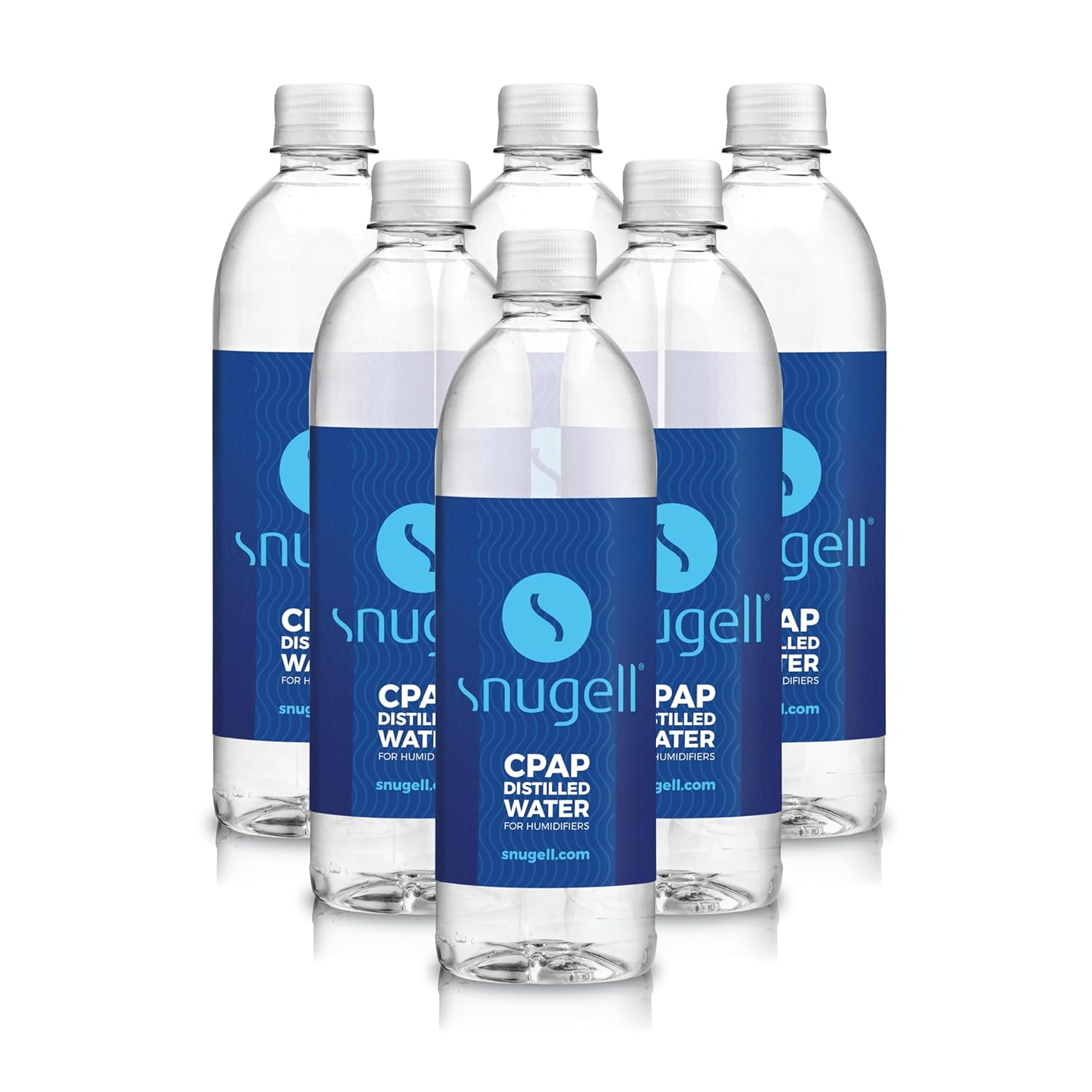 Snugell Bottled Distilled Water for CPAP Machines (12-Pack, 20 oz Each) – Ultra-Pure, BPA-Free, Travel-Friendly, and Convenient – Up to 24 Days Supply – Clean, Refreshing, Multi-Use – Made in the USA