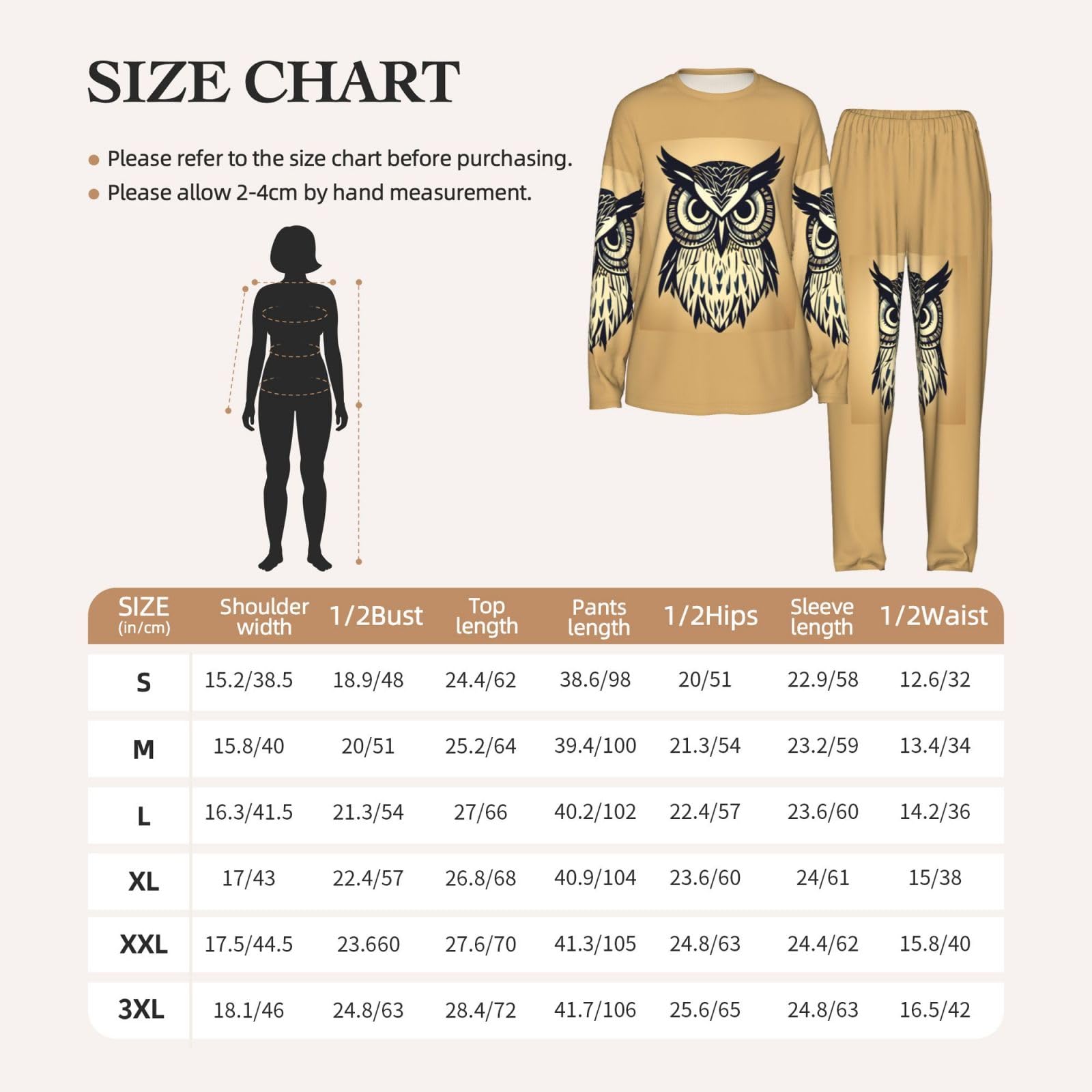 Pigiama da donna a maniche lunghe con stampa di gufi, morbido pigiama da spiaggia, vacanze, abbigliamento da notte, regalo casual