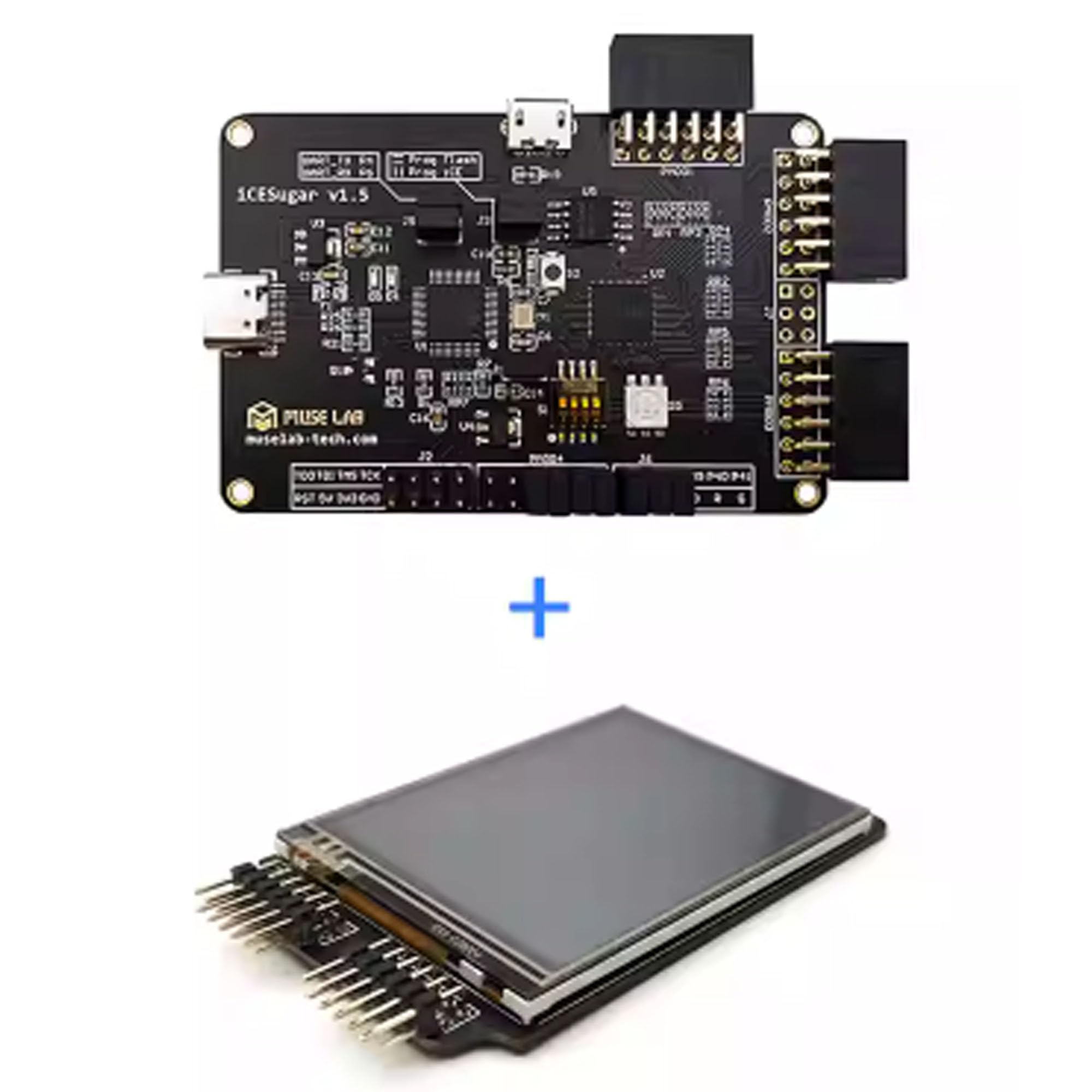 iCESugar FPGA Einsteiger-Komplettset mit 8 PMOD-Modulen inkl. Displays | Komplettset mit 8 PMOD-Modulen (LED, Tasten, SD, VGA, LCD/TFT etc.) – Keine zusätzlichen Teile nötig