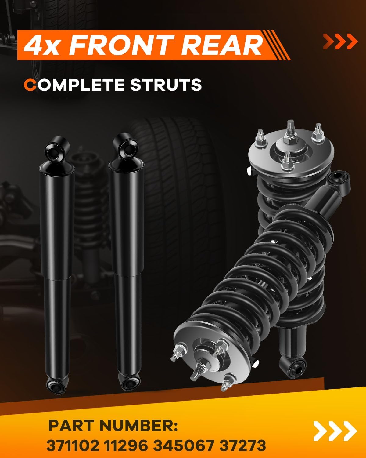 OCPTY Front Struts and Shocks Complete Assembly + Rear shocks absorbers Fits 2005-2014 for Nissan for Frontier Quick Struts Replace with OE 371102 11296 345067 37273 - Set of 4