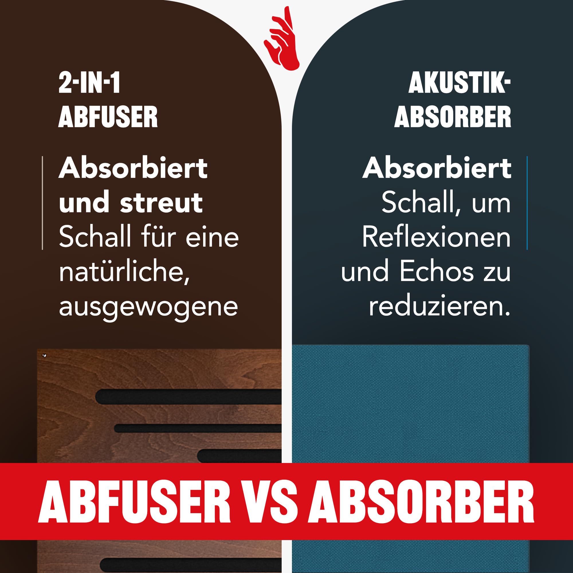 Addictive Sound AbFuser Hybrid Akustikpanel 100x50 cm, Braun | Buchenholz-Diffusor & Bassabsorber 2-in-1, 80-9300 Hz, CNC-Präzision, Made in EU, für Wand & Decke, 36 Monate Garantie