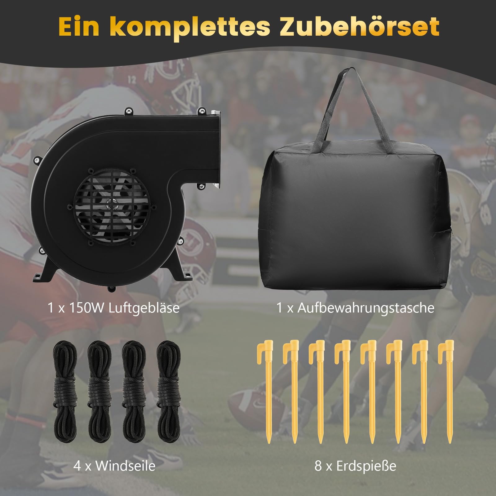 COSTWAY Aufblasbare Beamer Leinwand, 143 Zoll, Projektor Leinwand mit Gebläse und Erdspieße, 16:9, HD, 4K, doppelseitige Projektionsleinwand für Familienaktivitäten im Innen- & Außenbereich