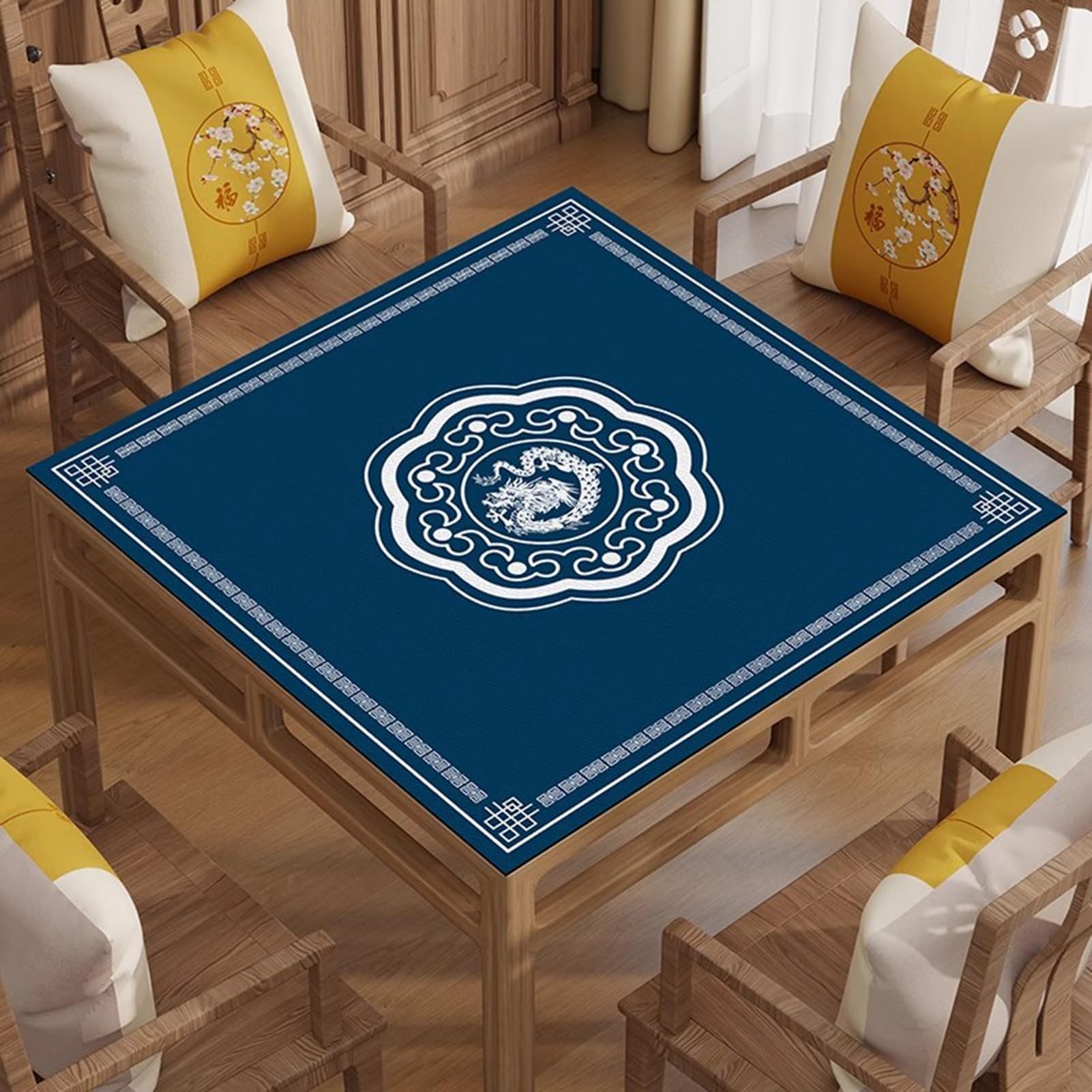 Miękka mata mahjong, cichy i redukujący hałas, obrus mahjong z gumowym spodem, duża mata do zabawy do pokera, karty, gier kafelkowych (130 cm)