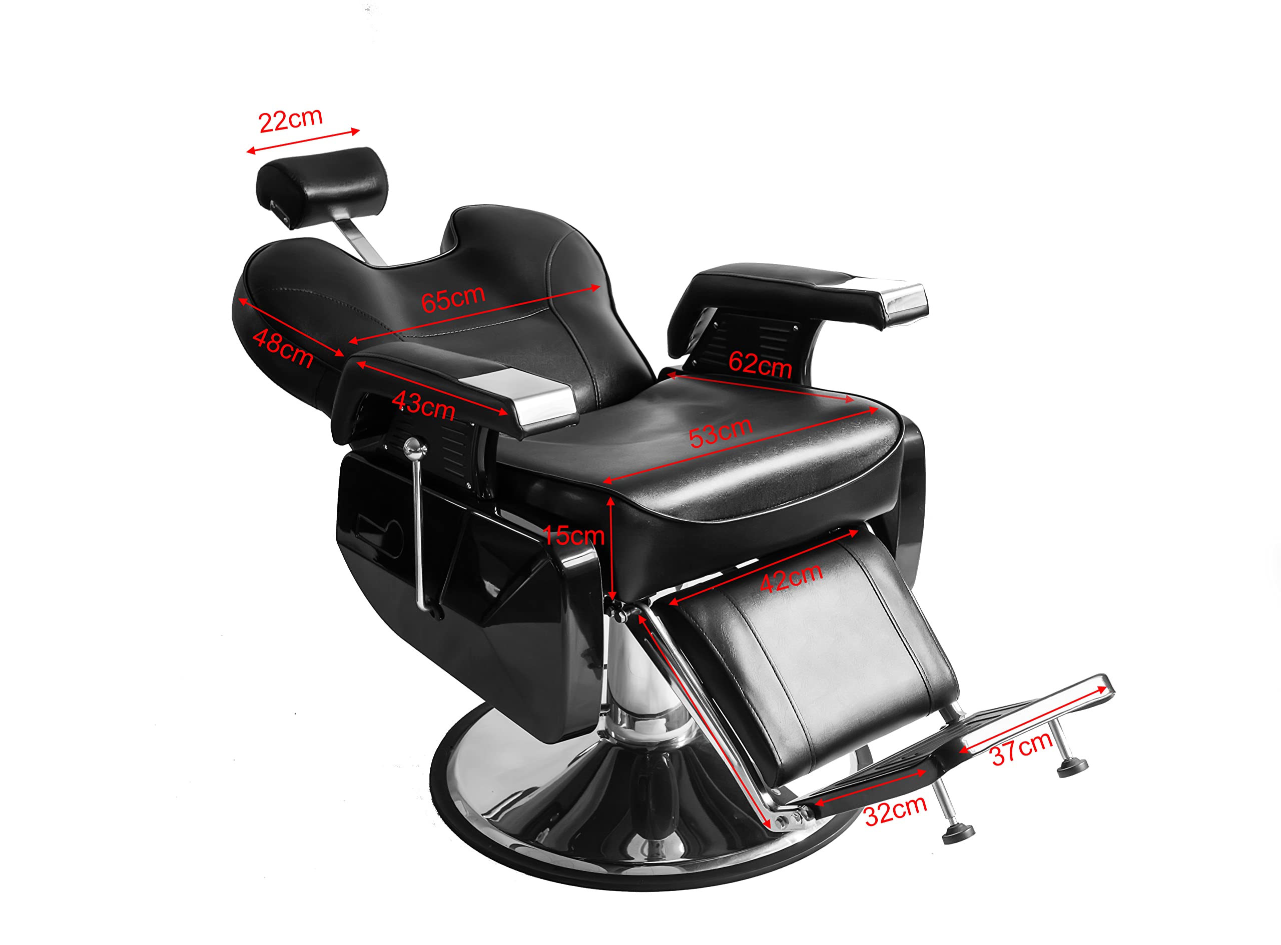 Poltrona da Parrucchiere Reclinabile Idraulica a 360° per Salone Professionale, 96 x 94 x 84 cm, Nero
