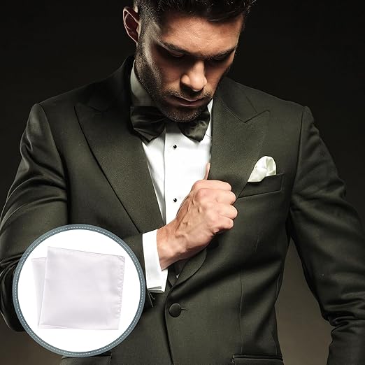 Pochette Costume Blanc Mouchoir En Satin Uni Pour Hommes Poche Carrée Pour Mariage Fête Mouchoir De Poche
