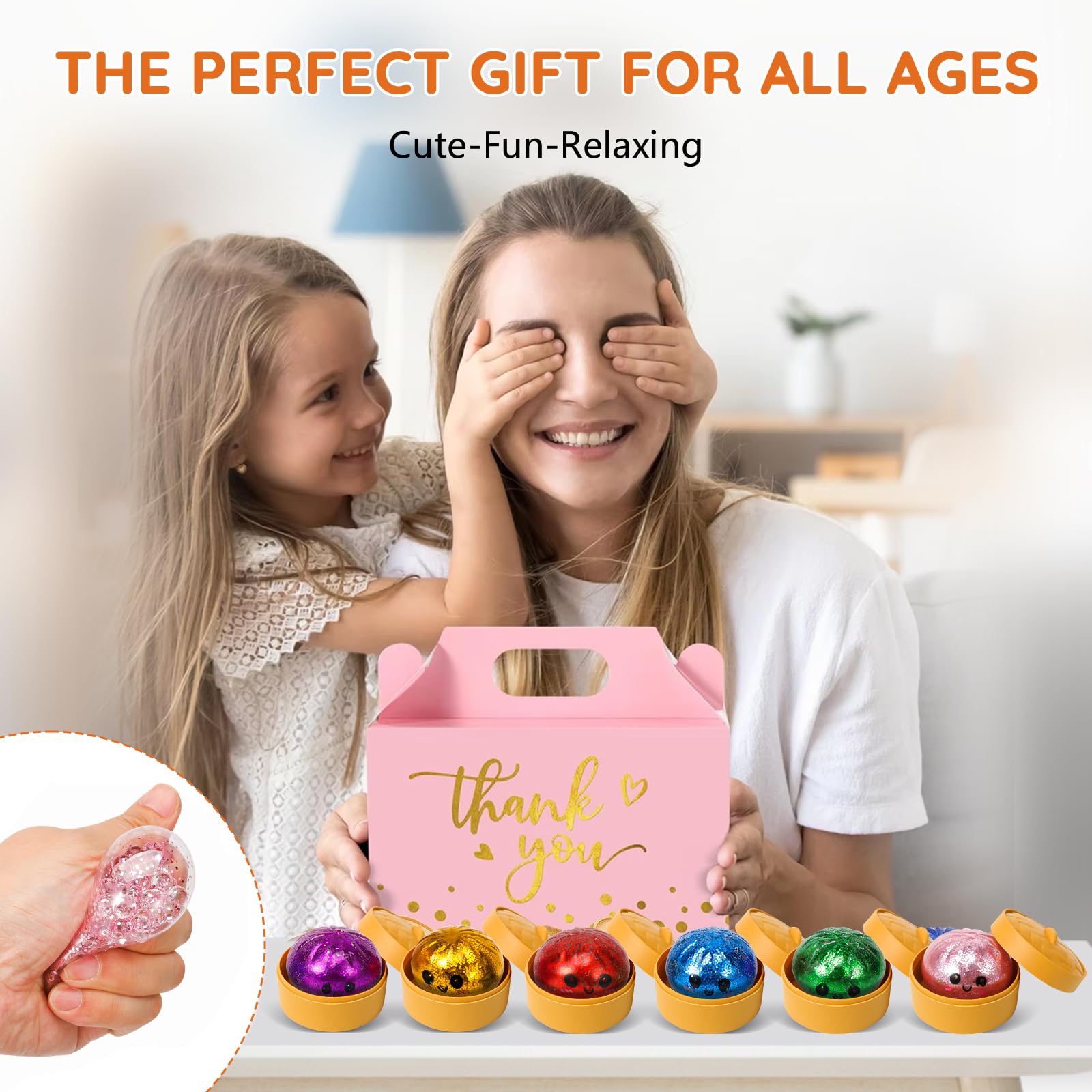12 pezzi Mystery Dumplings Squishy Buns con scatola per cottura a vapore, giganti gnocchi glitterati, set da gioco sensoriale, per alleviare lo stress e la coordinazione, per bambini e adulti (B)