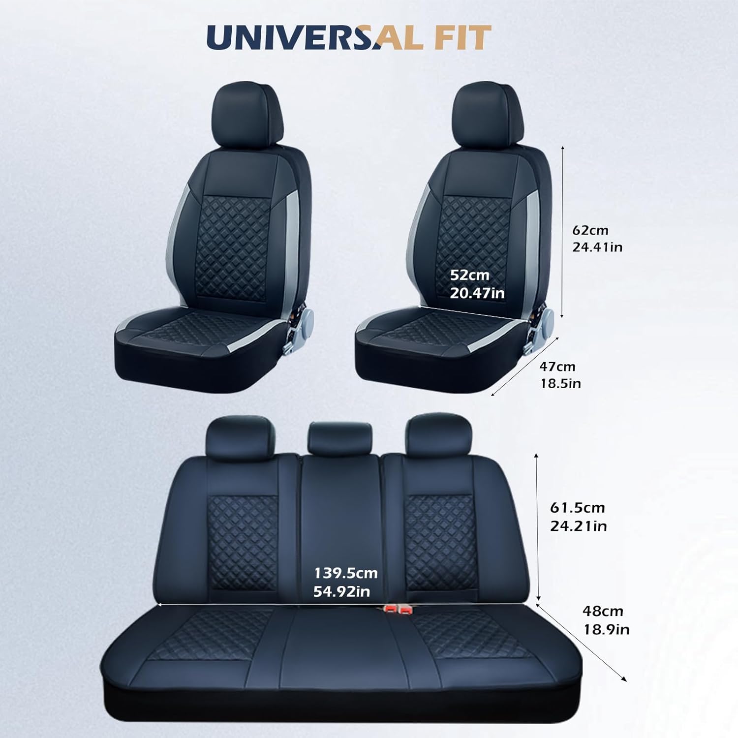 Car Seat Covers Front Seats 2 Pack, PU Leather Waterproof Seat Protectors, Airbag Compatible, 360° Full Coverage, Quick Setup, Universal Fit Most Sedans, SUVs, Pick-up Trucks