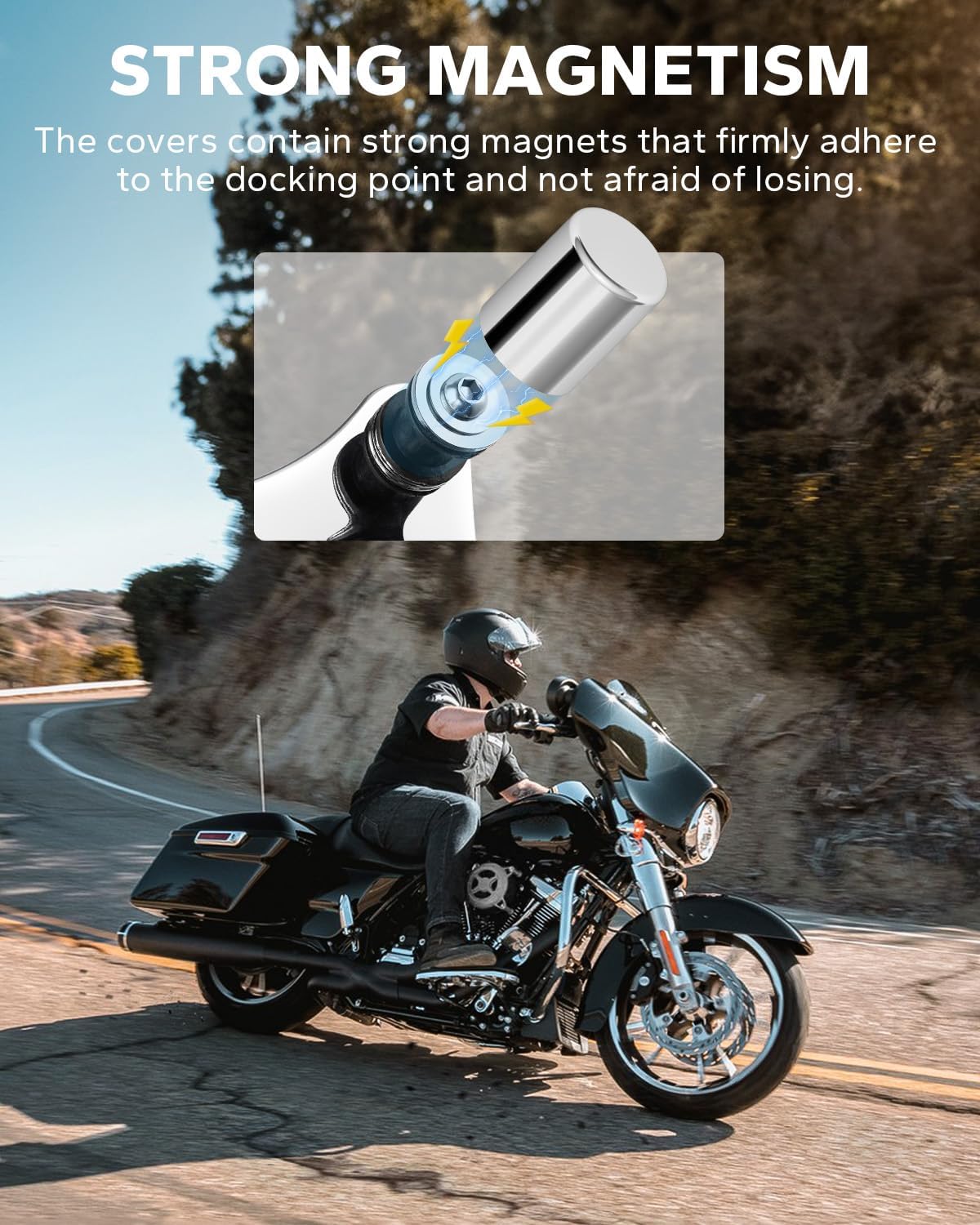 Amazicha 4 PCS Chrome Docking Hardware Covers Compatible for Harley Davidson Touring Street Glide Road King 2009-later