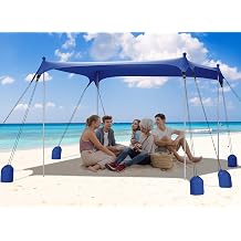 Gorich Beach Tent Sun Shelter with 8 Sandbags, UPF50+ Protection & Windproof Pop Up Beach Canopy Tent Sun Shade for Family, Travel & Camping, Easy Setup Canopy Umbrella