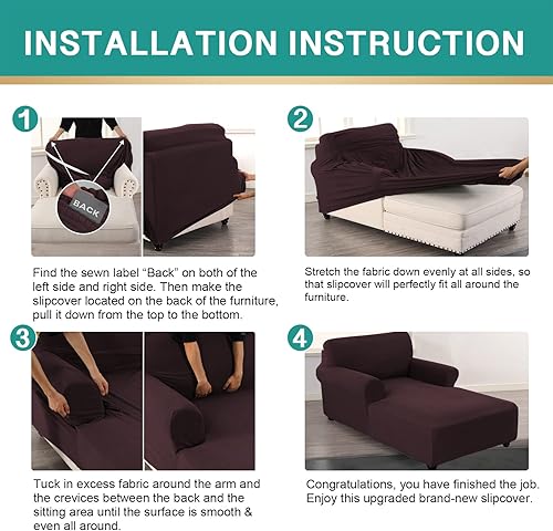 Miniatura 3 de OKYUK Funda para tumbona, fundas elásticas para tumbona, funda de sofá con doble brazo, tela jacquard, lavable a máquina, protector de muebles suave