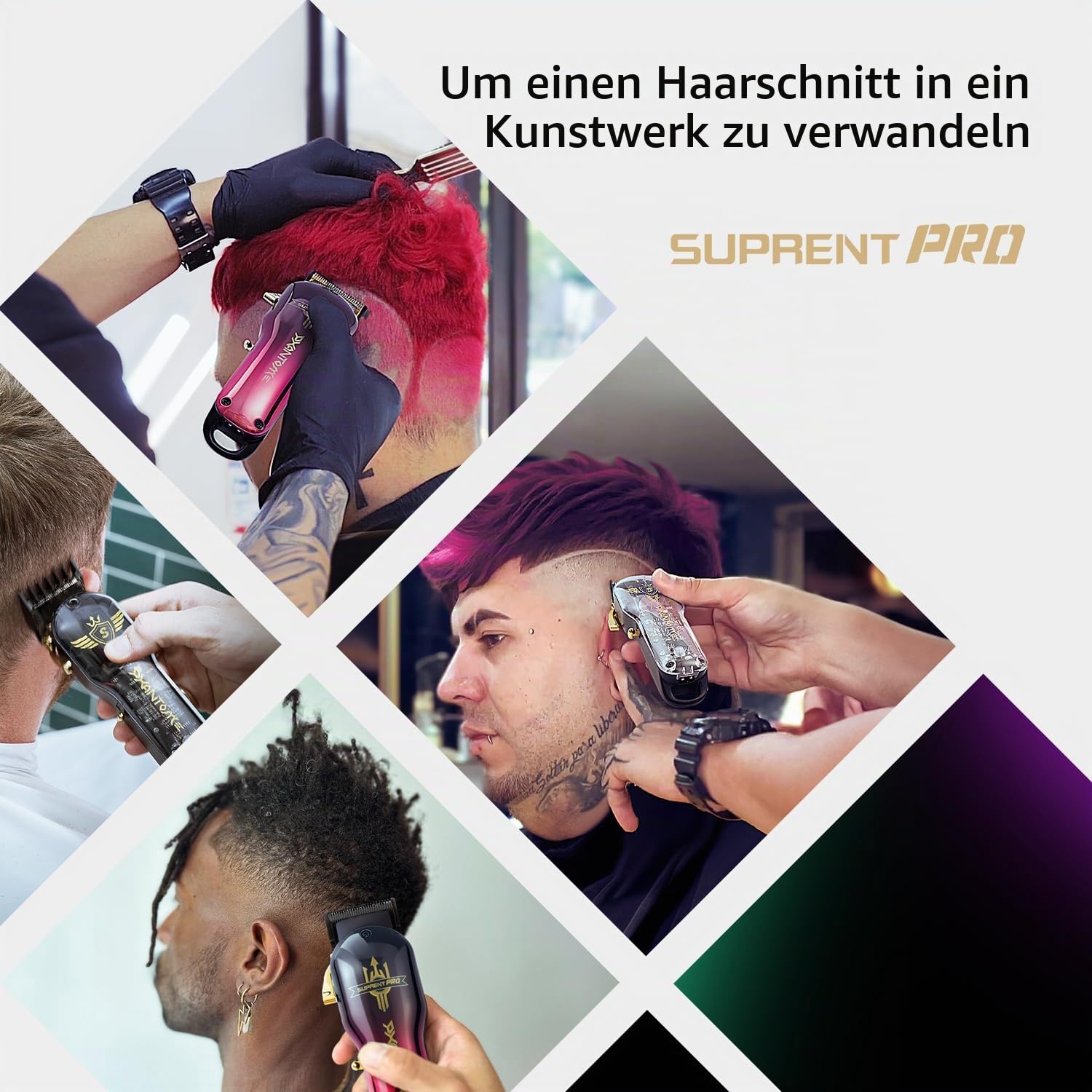 SUPRENT PRO Professionelle Haarschneidemaschine für Männer – Premium-Friseur-Haarschneidemaschine mit DLC-beschichteter Klinge und bürstenlosem Motor – Geschenk für Männer (Rot)