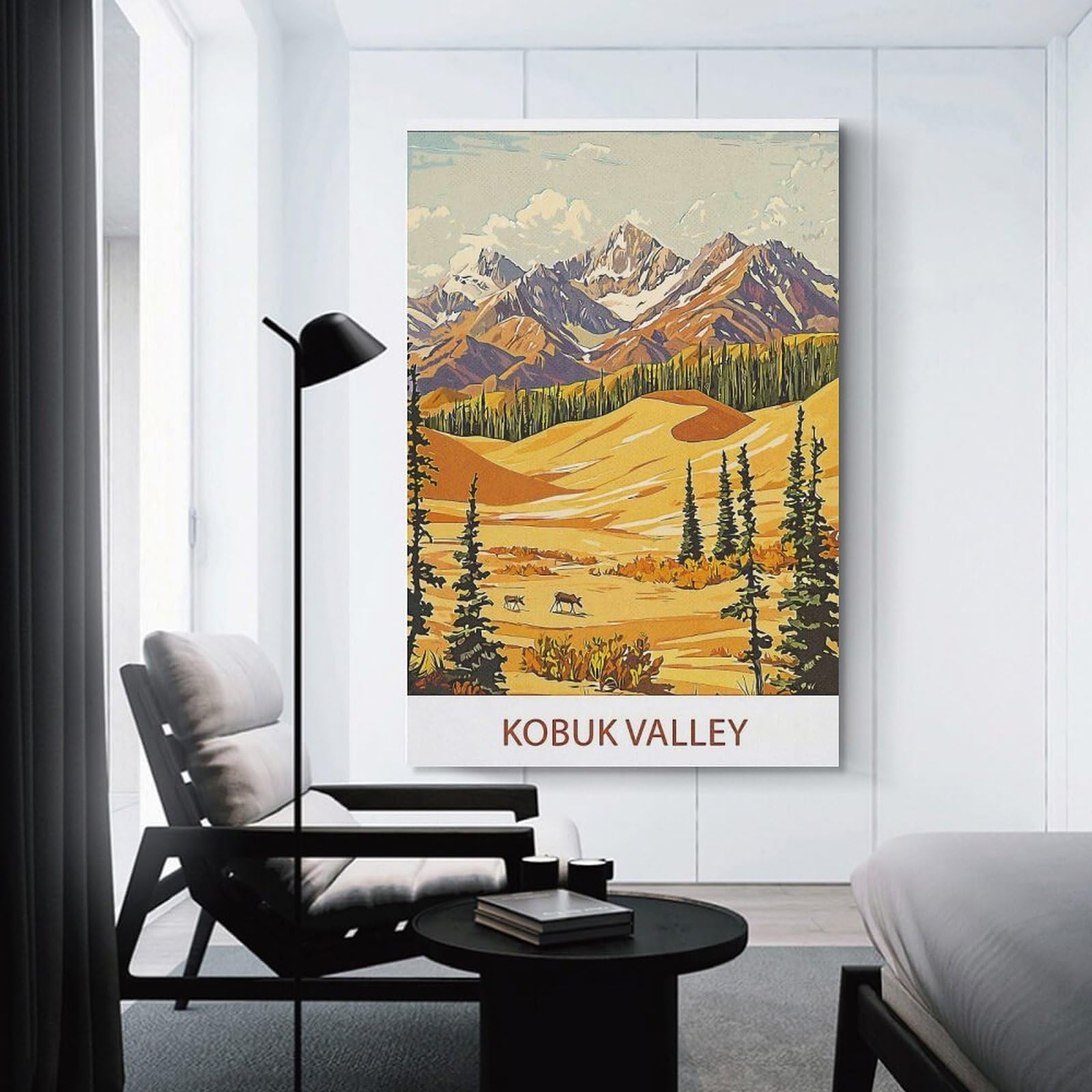 Junmoney Kobruk Valley Landscape Hanging Wall Art 24x36inch(60x90cm), for Front Hall, Corridor Or Welcome Spaces, Wall Decor to Refresh Empty Corners
