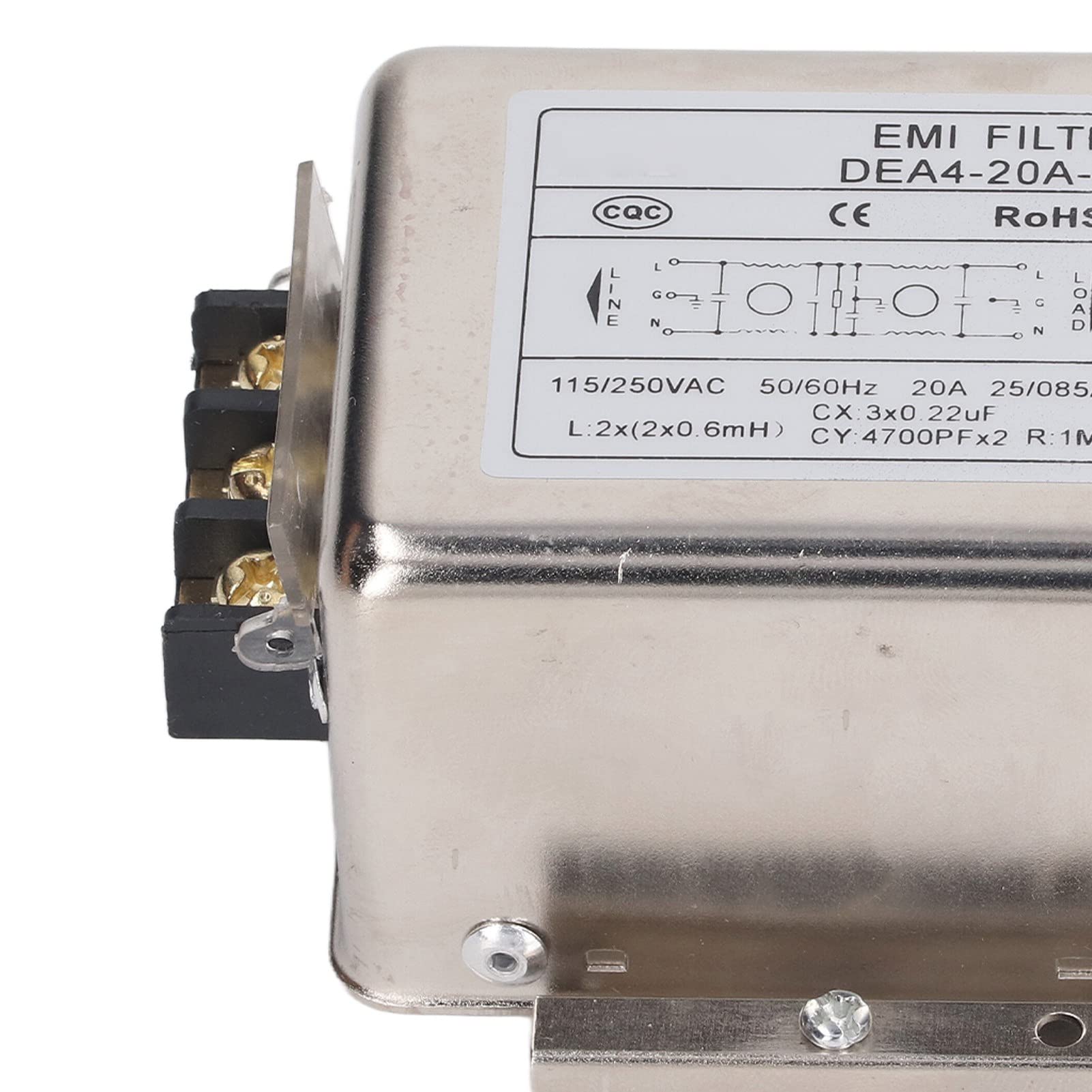 EMI-Filter 2 Pole 1 Phase 125 V 250 V 20 A 50/60 Hz EMI-Netzteilfilter Elektronische Komponente für die Kommunikation in der Energiewirtschaft