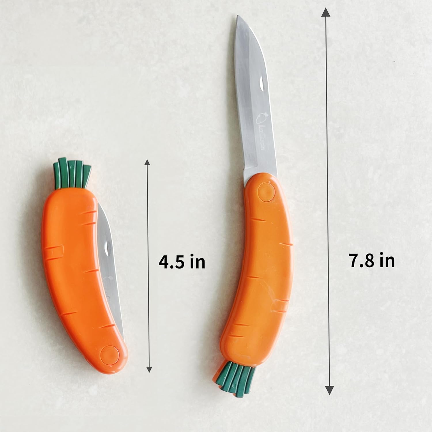 Folding Carrot Fruit Knife – Cute Pocket Knife for Bento, Snacks, and Camping | Magnetic Back, Soft Grip, Sharp Stainless Blade | Made in Korea
