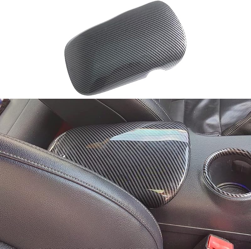 Moldura de acabamento da tampa do apoio de braço do console central AOKIO para Ford Mustang 2015 a 2024 – Estilo fibra de carbono