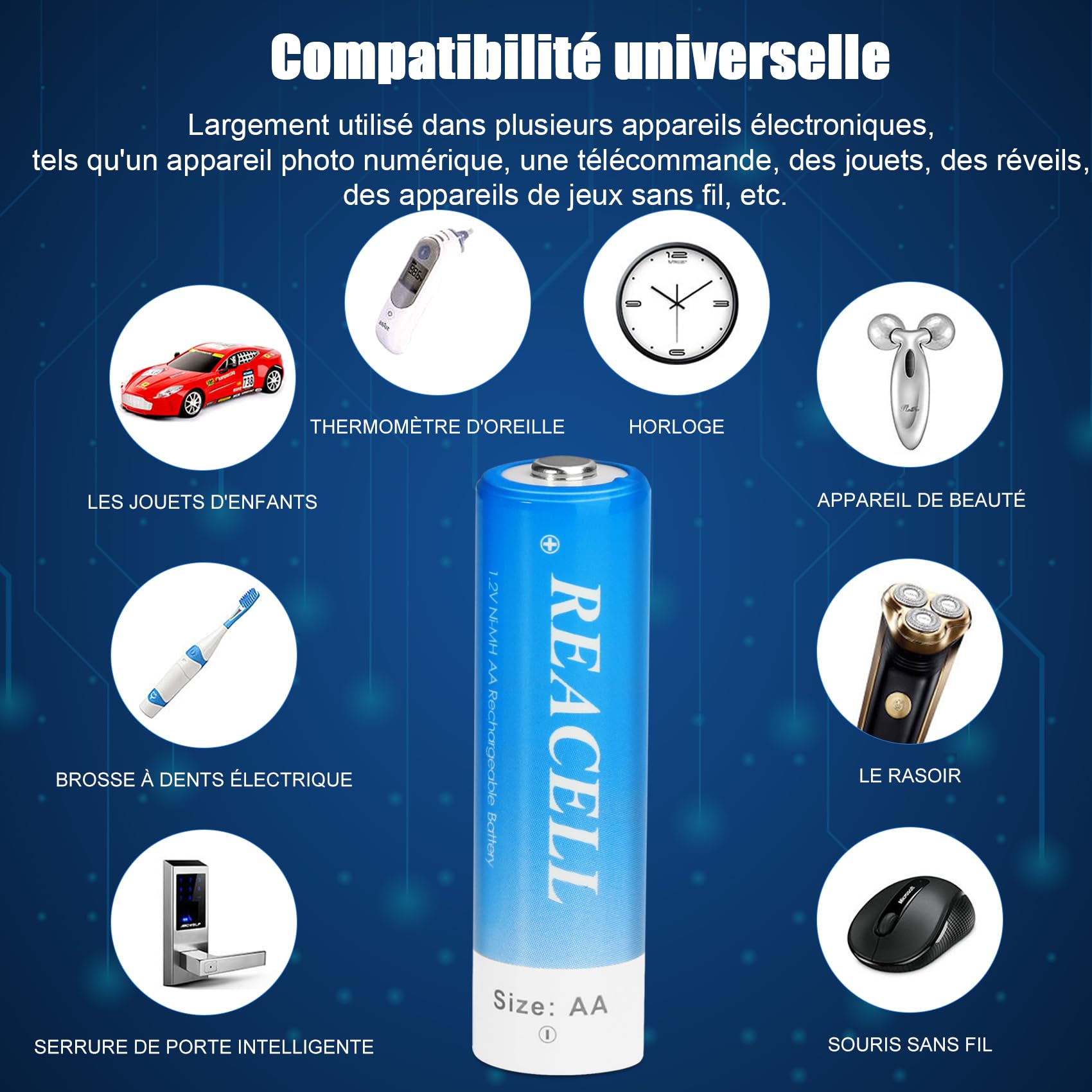16X NI-MH AA Piles Rechargeables 2800mAh + 4 Slots Chargeur de Piles Rapide pour AA AAA Piles Rechargeables Ni-MH