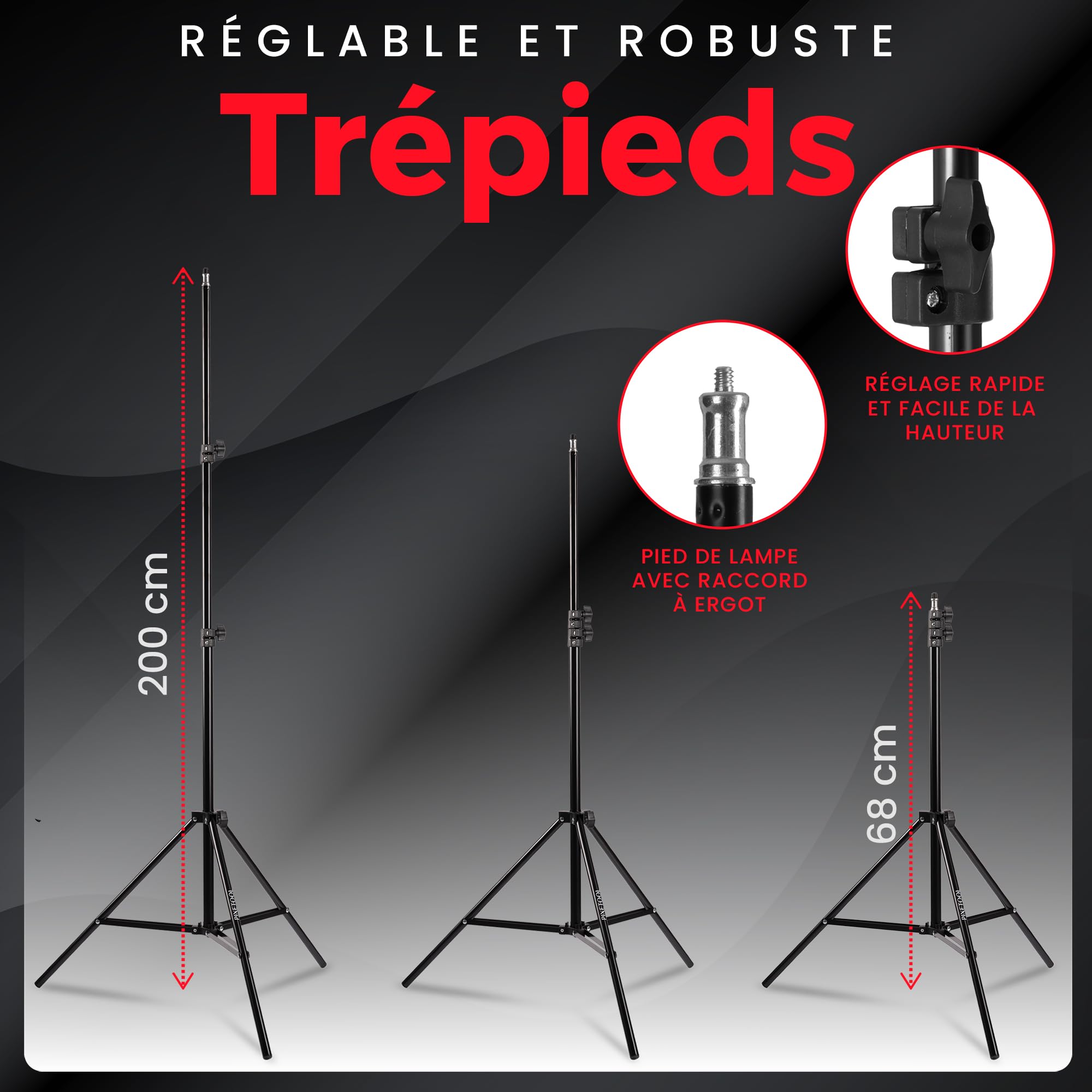 Softbox Kit Studio Photo et Éclairage - 2 Softbox 50x70 cm, 2 Parapluie Photographie, 2 LED Lampe Photo 4800 Lumens 3000-6000K - Eclaraige Light - Lumiere Video Streaming Gaming