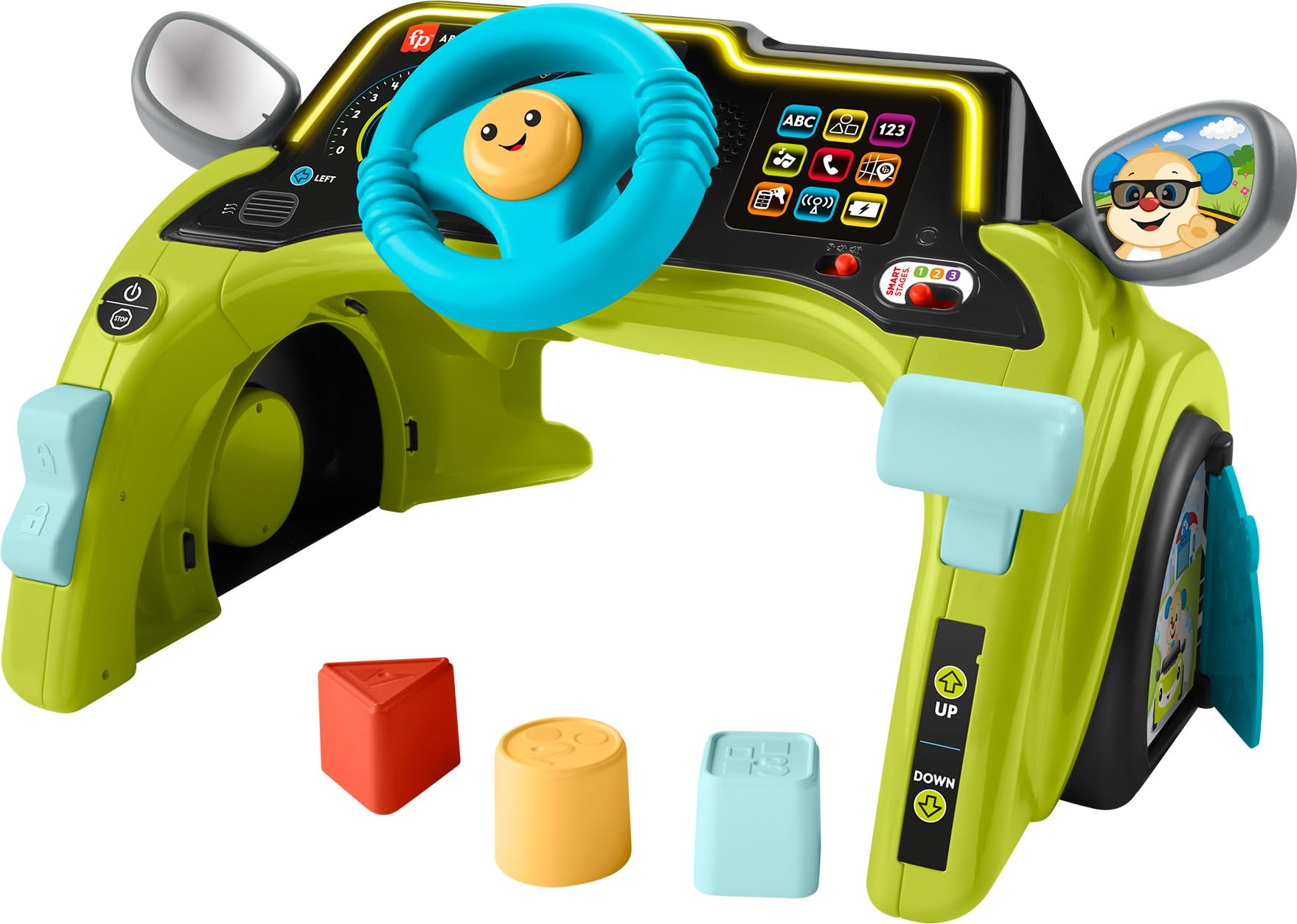 Fisher-Price Baby & Toddler Learning Toy Laugh & Learn Sit & Steer Driver Centro attività auto con fasi intelligenti per bambini dai 6 mesi in su