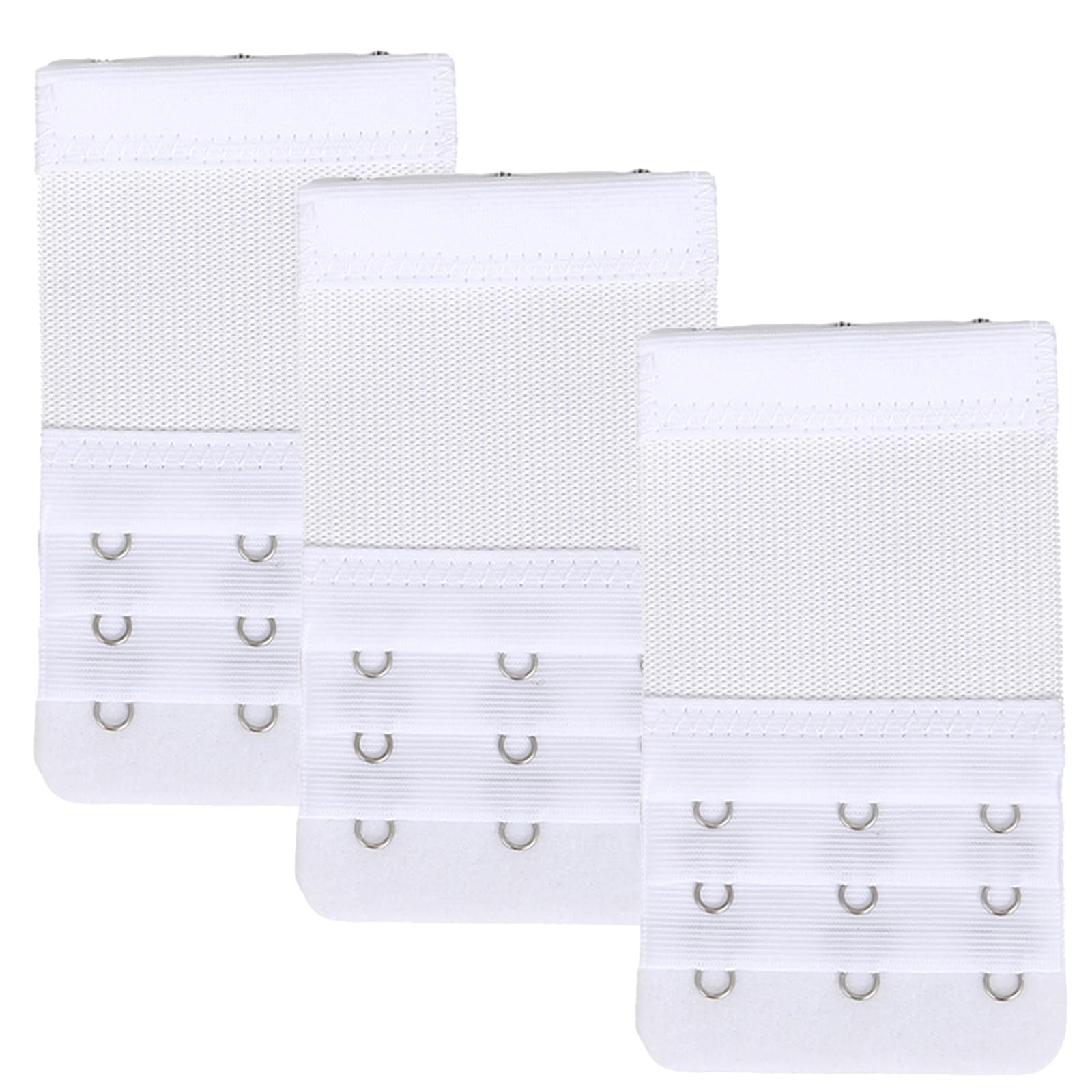 Nuttdoo Women's 3 Hook,3 Pack White Bra Strap Extenders, Elastic Extensions Bra Extender Set, 3 Piece White