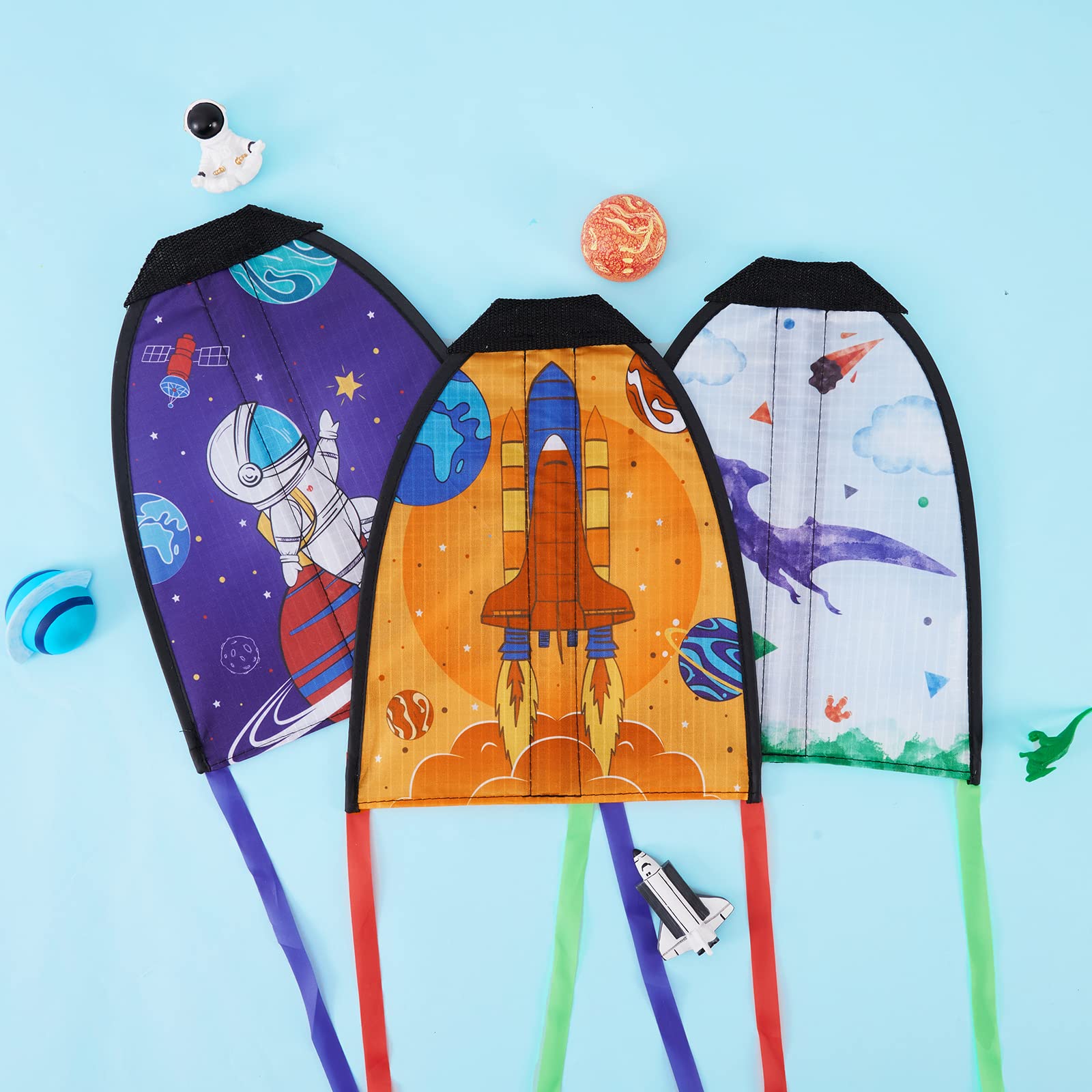 3 Mini Cerfs-volants à élastique – Lancement Au Pouce, Prêts à L’emploi, Tissu Oxford, Pour Extérieur