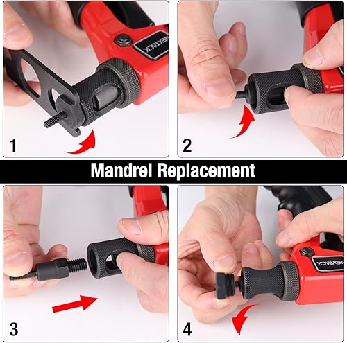 Miniatura 7 de Juego de tuercas de remache y punta de mandril M5, M6 y 20 Kit de tuercas de remache NT600, NT700 y NT800, herramienta de remache 607, 1442 y 1443B