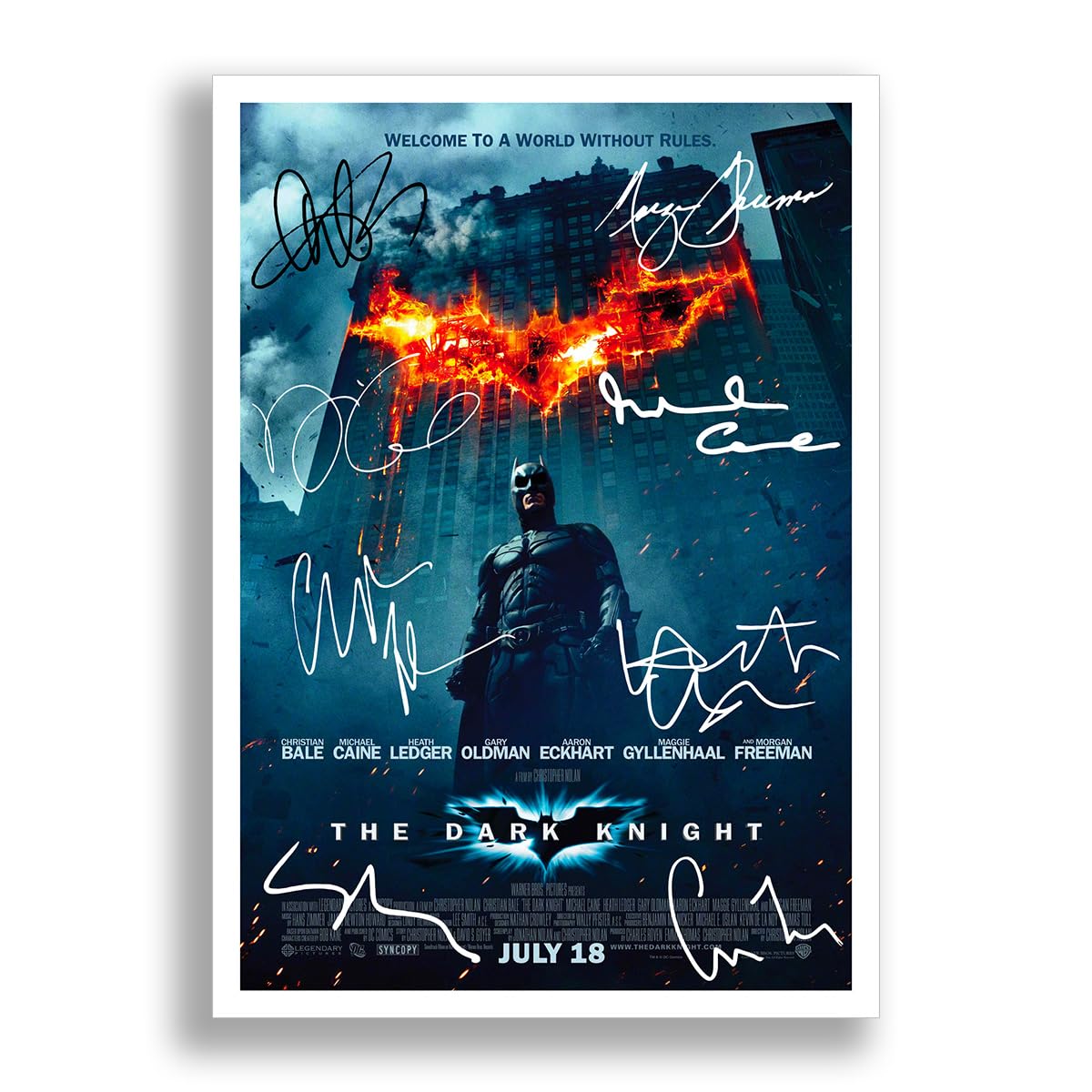 Mounted Gifts Batman The Dark Knight Cast Signed A4 Poster Photo Print Framed Autograph Gift Movie Film (POSTER ONLY)