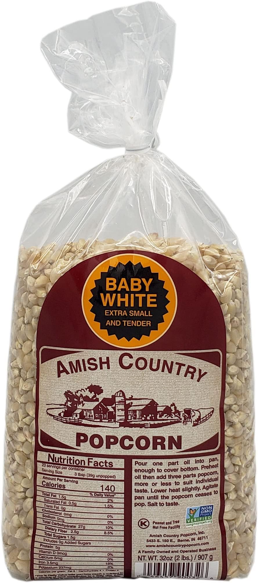Amazon.com: Amish Country Popcorn | 2 lb Bag | Baby White Popcorn ...