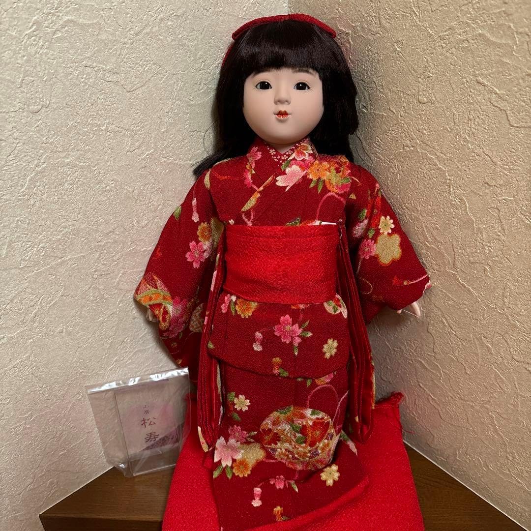 日本人形 着物 赤と金の花柄 日本人形 【花嫁・赤金襴】4号 ケース入り