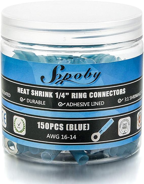 150PCS Heat Shrink Ring Connectors, Electrical Crimp Ring Connectors