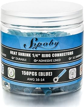 150PCS Heat Shrink Ring Connectors, Electrical Crimp Ring Connectors