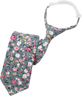 Boys Ties, Kids Floral Tie, Pre-Tied Clip on Neckties, Solid Color Cotton Ties for Kids