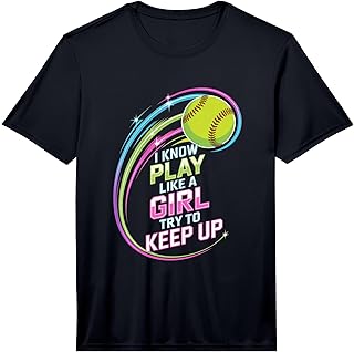 Mens I Play Like A Girl Softball Try to Keep Up Performance T-Shirt