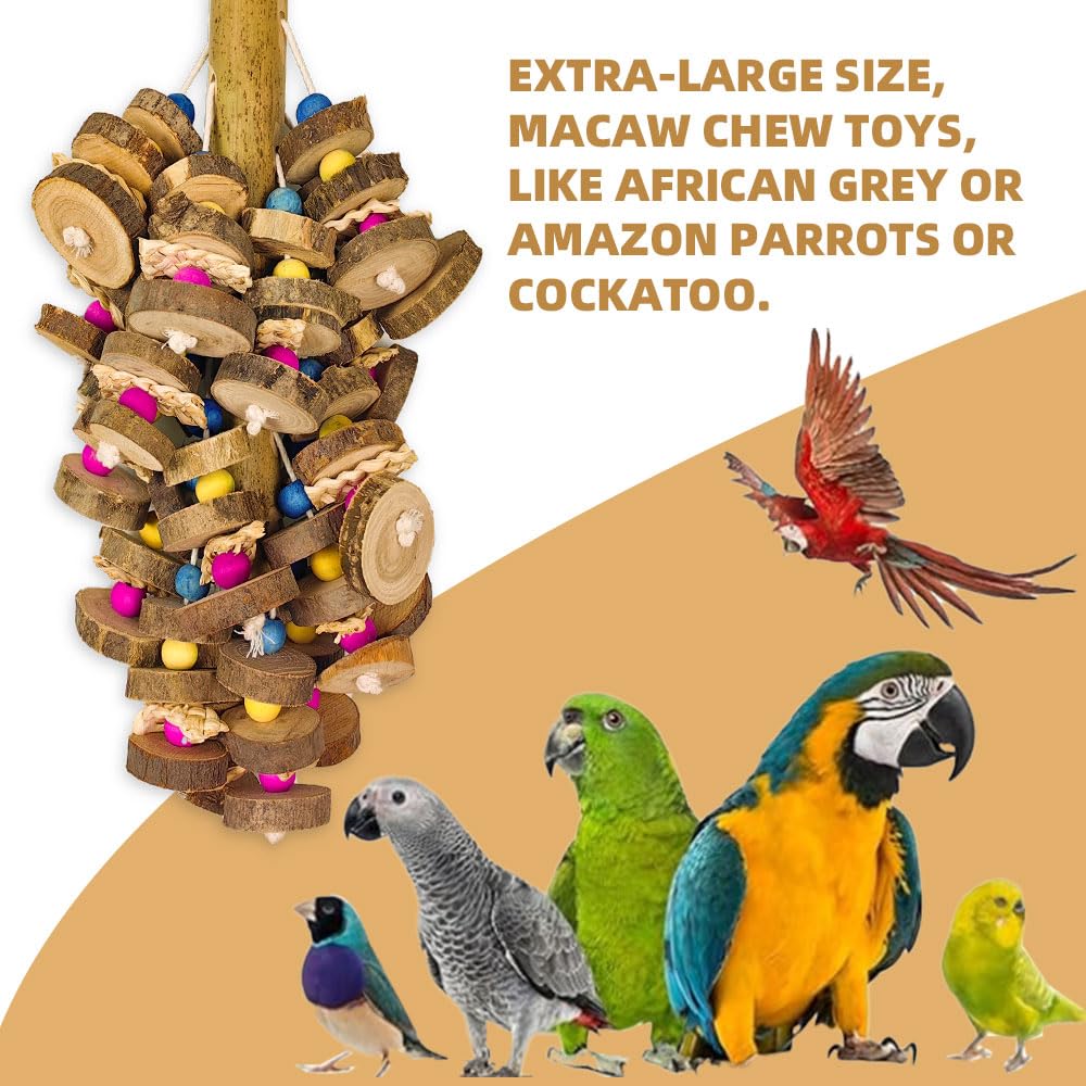 Extra Large Bird Parrot Toys- 19.7 inch Multicolored Natural Wooden Block Parrot Chewing Toy Suggested for Macaws cokatoos, African Grey and a Variety of Amazon Parrots. (Large Size) - image 2