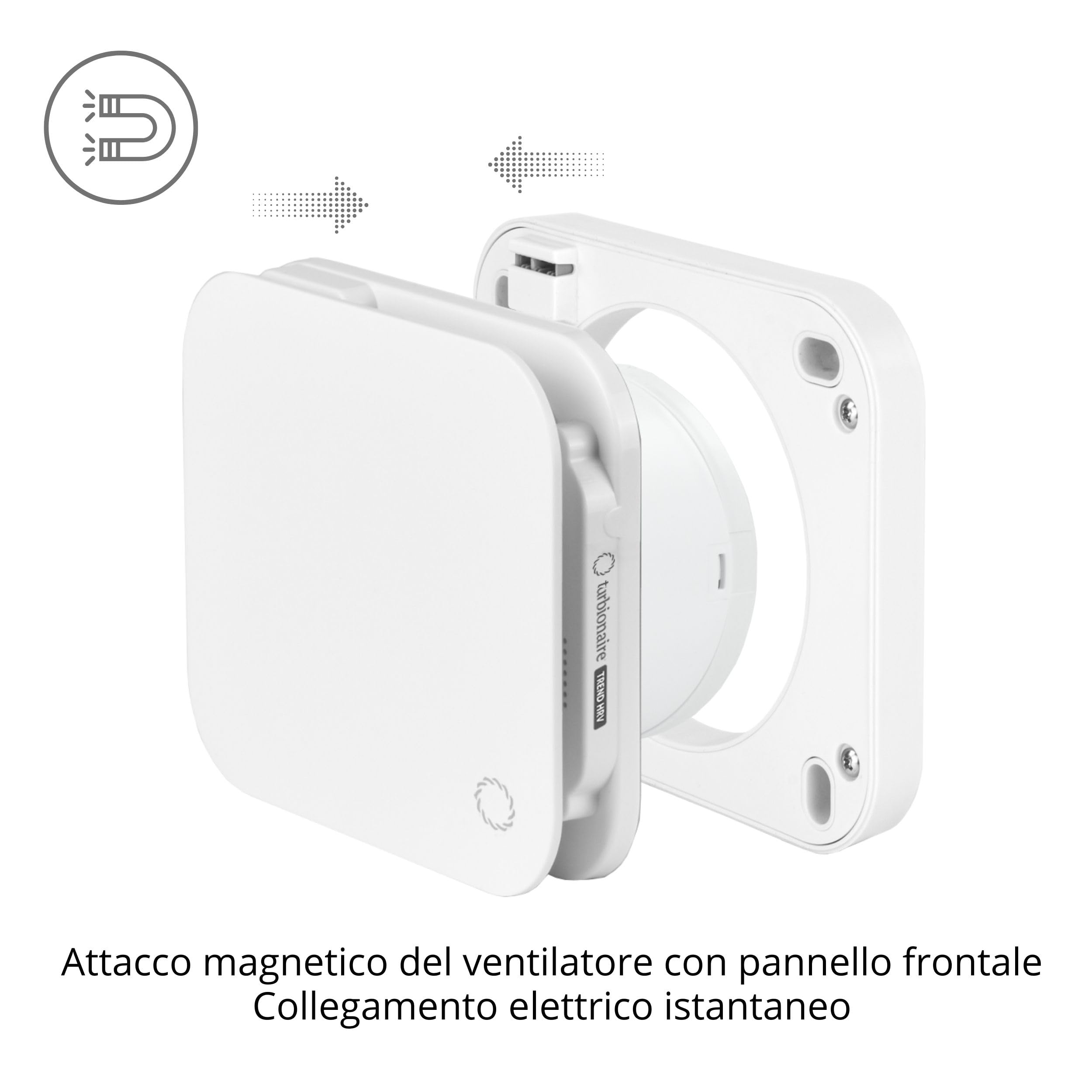 Turbionaire Trend HRV 100 Unita di VMC Decentralizzata a Flusso Alternato, con Recupero di Calore, Sensore di Umidità, Telecomando, Timer, Sleep, 8 Velocità, Silenziosa,100 mm, Garanzia di 3 anni