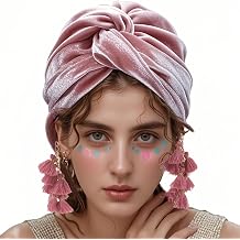 Turban for Women Pre Ted Head Cap Velvet Headwrap Tassel Bannie Hat Soft | Luxurious Velvet, Elegant Tassels, Pre-tied Design, Soft Comfy Fit, Chic Headwrap, Fashion Glamorous Style, Easy Wear