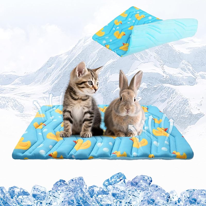 Colchonete refrescante dupla face para gatos e pequenos animais KOOLTAIL Blue Duck, tamanho Small