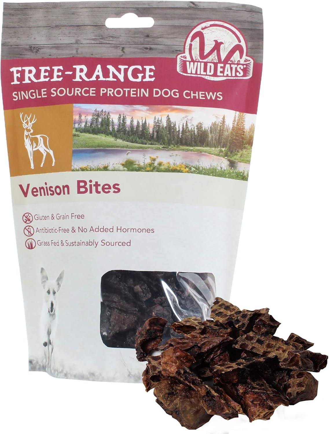 Wild Eats Venison Lung Bites Dog Chews and Dog Treats from New Zealand (Natural Grain-Free Dog Treats, Dog Training Treats, Healthy Dog…