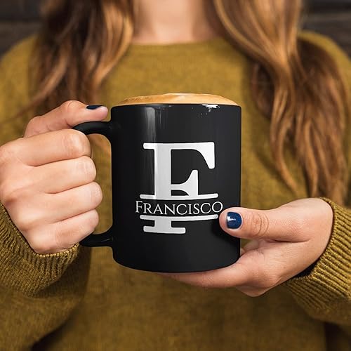 Miniatura 4 de Taza de café personalizada con monograma, letra inicial F, personalizada para mujeres, hombres, niñas, niños, papás, mamás amigos, taza de café