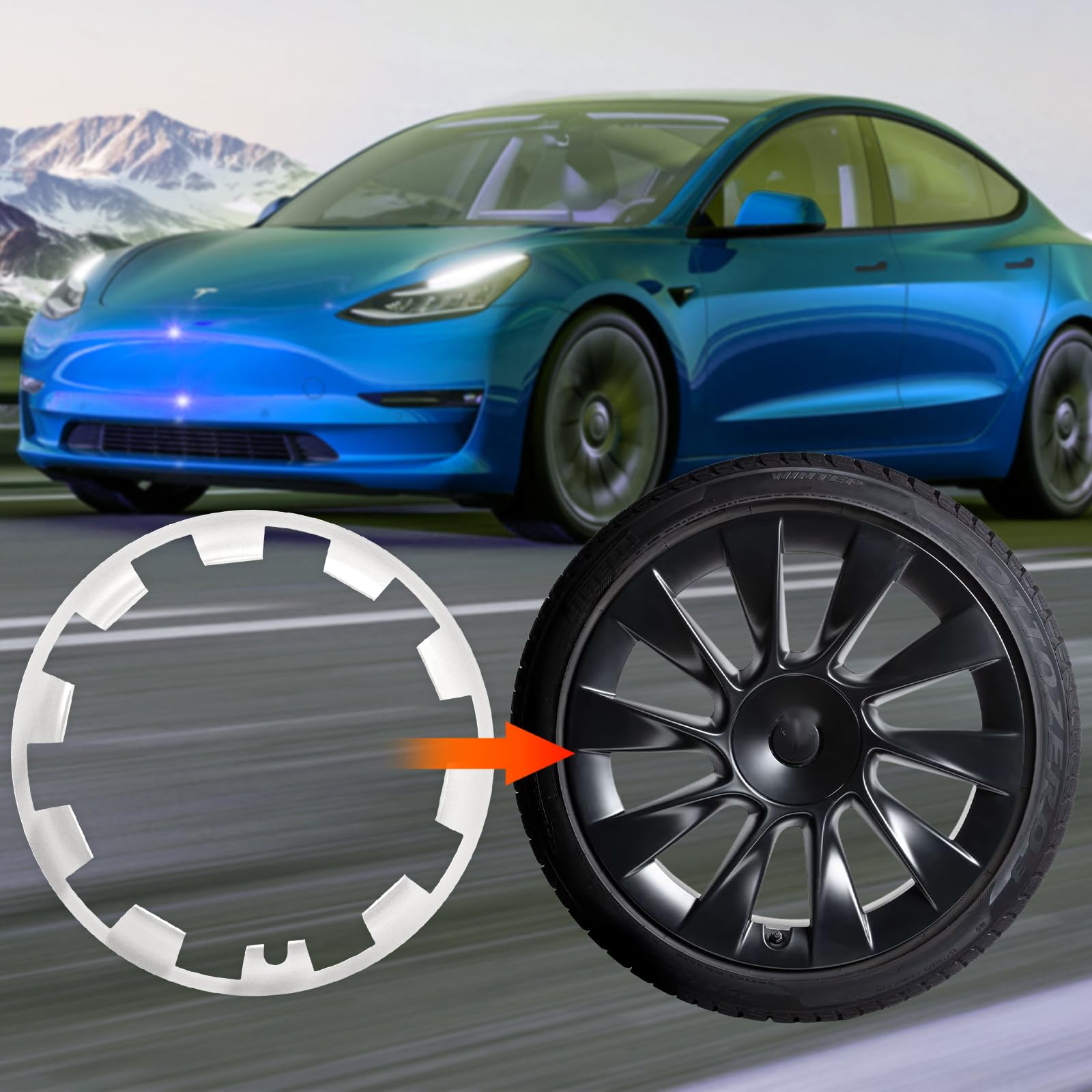 4 PCS Tire Trim Rings, Fit Tesla Model Y 2017-2024 20 Inch Wheel Rim Protector Rim Guard Rim Hubcaps Cover Tire Trim Rings, Wheel Rim Protection Accessories (White)