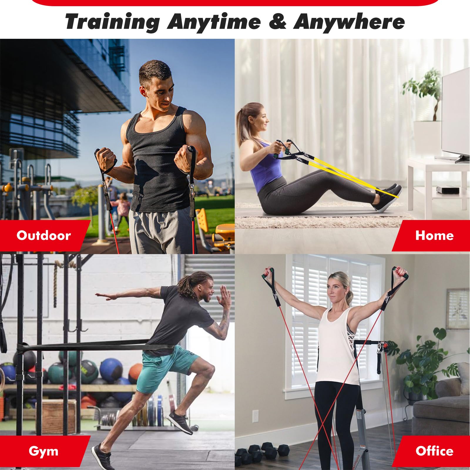 PUWOWYE Elastici Fitness, Elastico Fitness con Ancoraggio Porta, Maniglia e Copertura Protettiva, Elastici Palestra Bande Elastiche Fitness per Yoga/Potenziamento Muscolare/Allenamento Della Forza